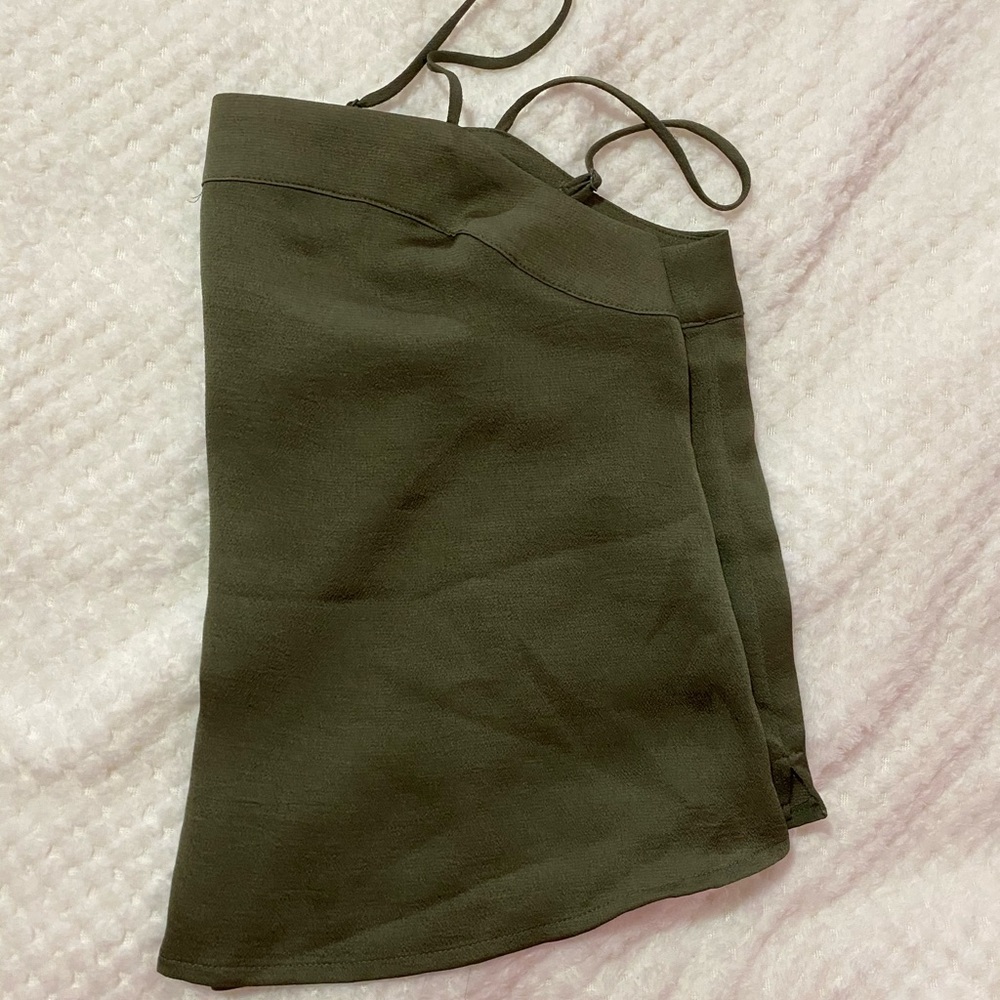 Olive green crop tank top